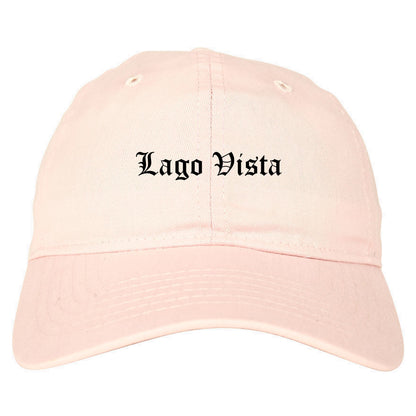 Lago Vista Texas TX Old English Mens Dad Hat Baseball Cap Pink