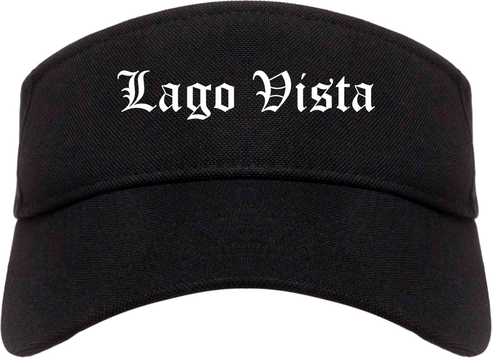 Lago Vista Texas TX Old English Mens Visor Cap Hat Black