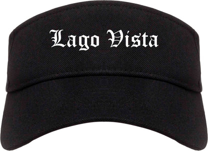 Lago Vista Texas TX Old English Mens Visor Cap Hat Black