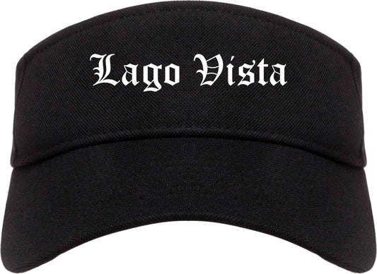 Lago Vista Texas TX Old English Mens Visor Cap Hat Black