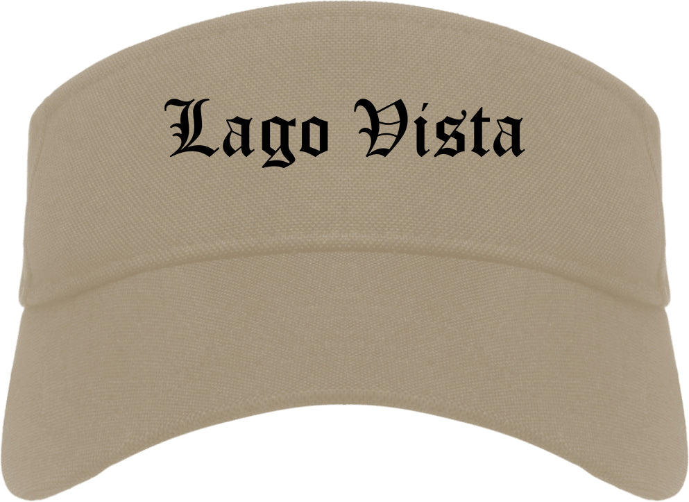 Lago Vista Texas TX Old English Mens Visor Cap Hat Khaki