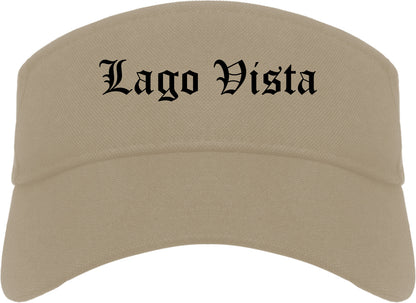 Lago Vista Texas TX Old English Mens Visor Cap Hat Khaki