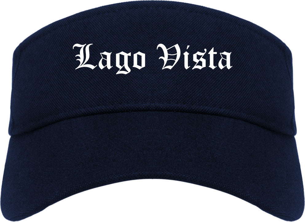 Lago Vista Texas TX Old English Mens Visor Cap Hat Navy Blue