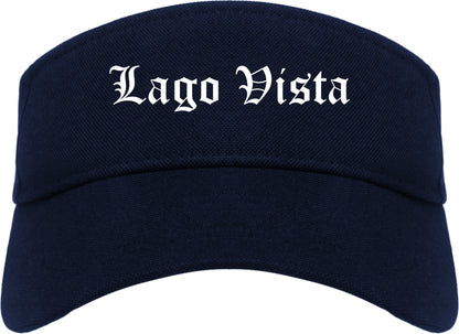 Lago Vista Texas TX Old English Mens Visor Cap Hat Navy Blue