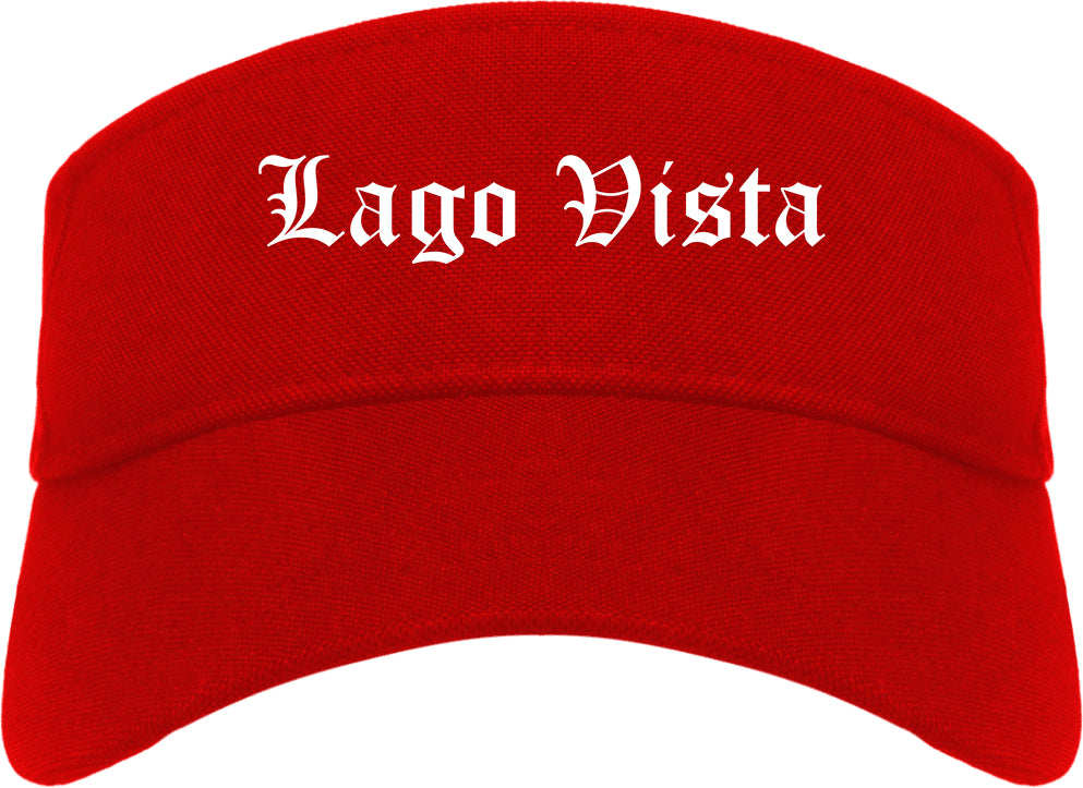 Lago Vista Texas TX Old English Mens Visor Cap Hat Red