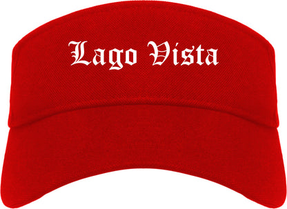 Lago Vista Texas TX Old English Mens Visor Cap Hat Red
