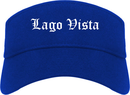 Lago Vista Texas TX Old English Mens Visor Cap Hat Royal Blue