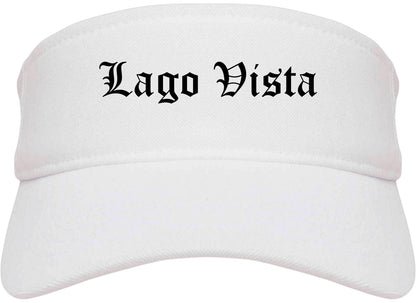 Lago Vista Texas TX Old English Mens Visor Cap Hat White