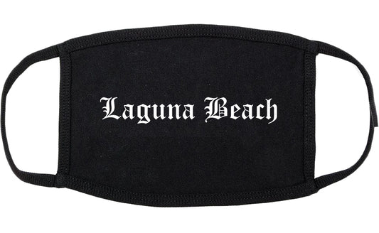 Laguna Beach California CA Old English Cotton Face Mask Black
