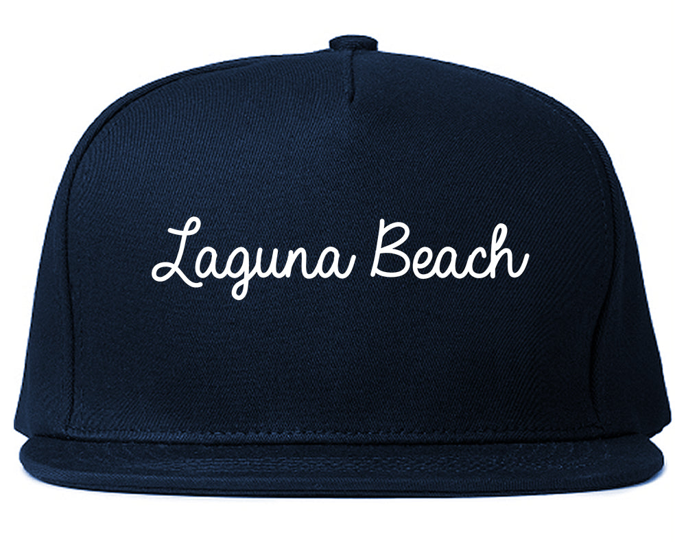 Laguna Beach California CA Script Mens Snapback Hat Navy Blue