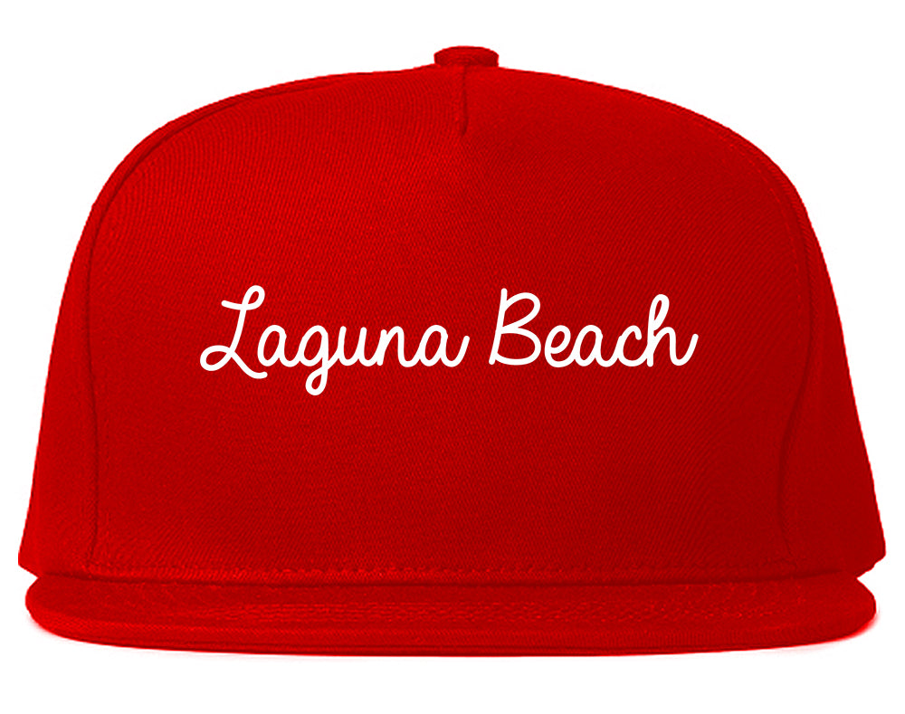 Laguna Beach California CA Script Mens Snapback Hat Red