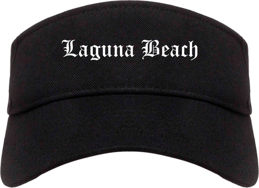 Laguna Beach California CA Old English Mens Visor Cap Hat Black