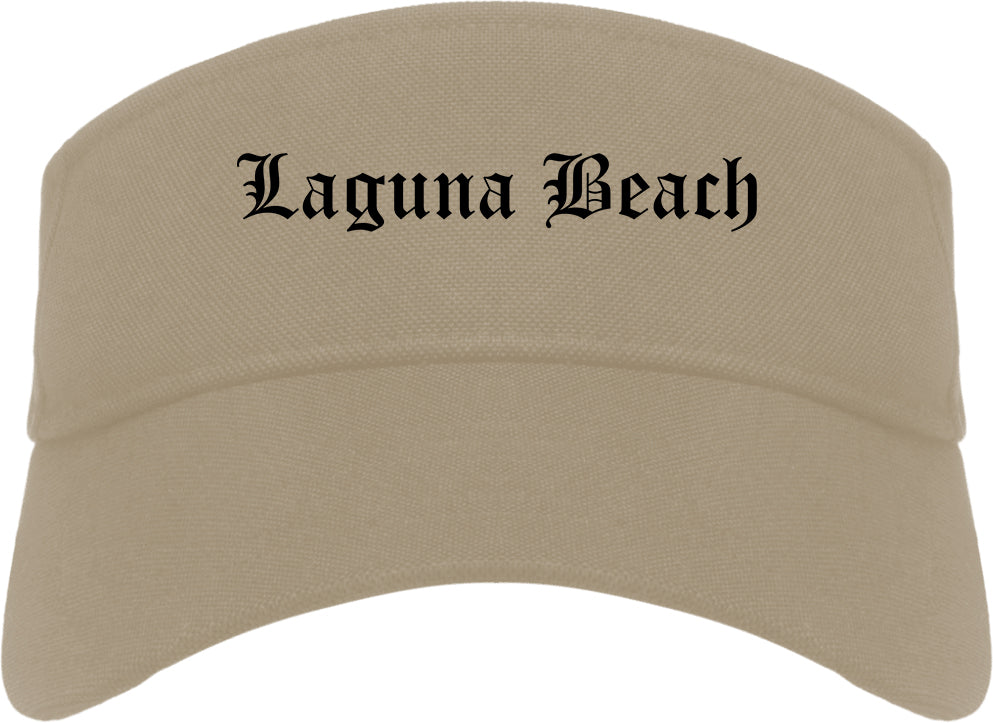 Laguna Beach California CA Old English Mens Visor Cap Hat Khaki