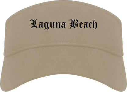 Laguna Beach California CA Old English Mens Visor Cap Hat Khaki
