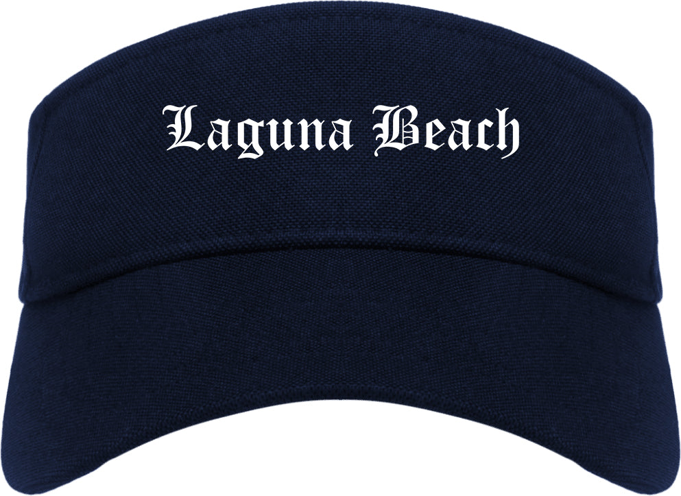 Laguna Beach California CA Old English Mens Visor Cap Hat Navy Blue