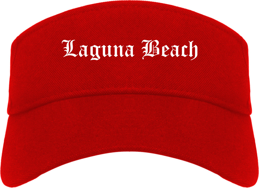 Laguna Beach California CA Old English Mens Visor Cap Hat Red