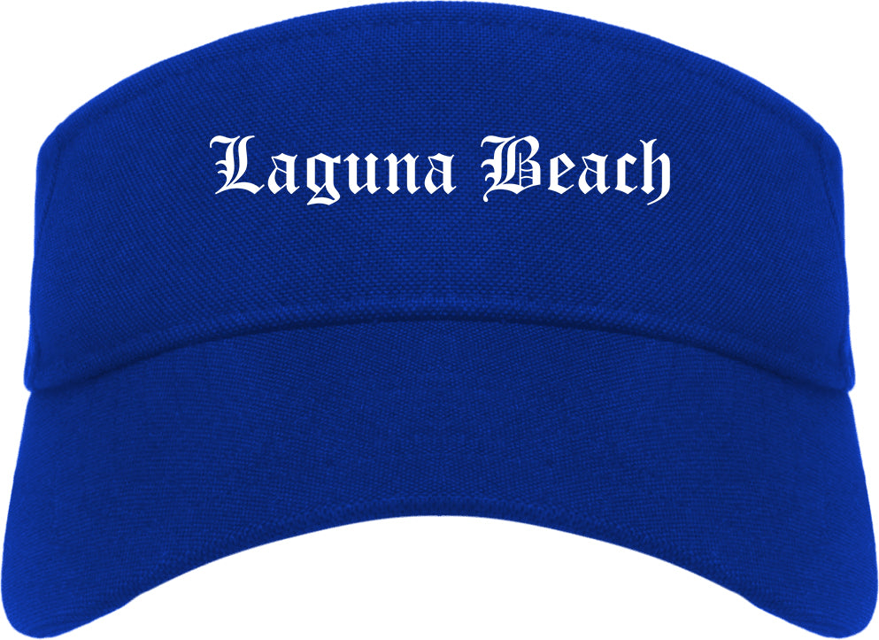 Laguna Beach California CA Old English Mens Visor Cap Hat Royal Blue