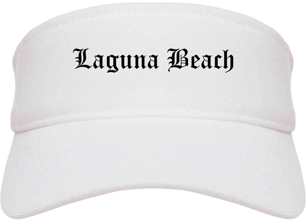 Laguna Beach California CA Old English Mens Visor Cap Hat White