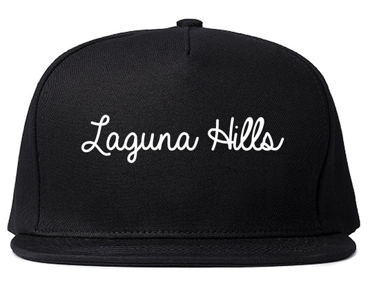 Laguna Hills California CA Script Mens Snapback Hat Black