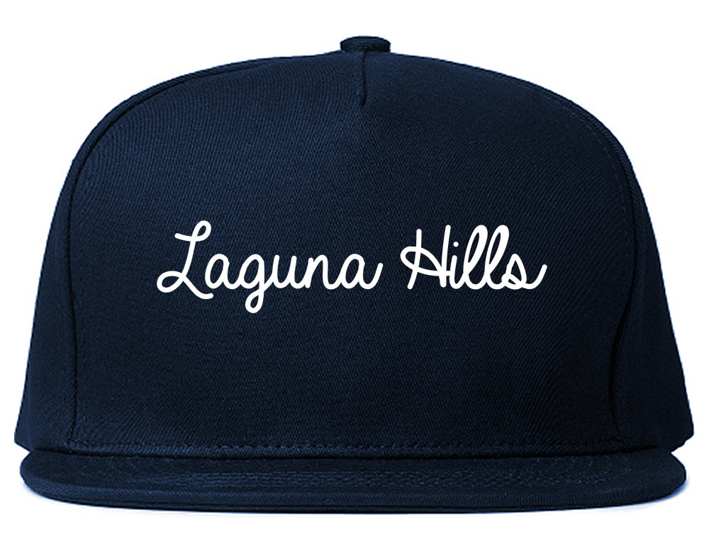 Laguna Hills California CA Script Mens Snapback Hat Navy Blue