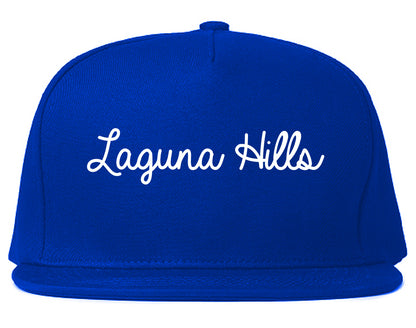 Laguna Hills California CA Script Mens Snapback Hat Royal Blue