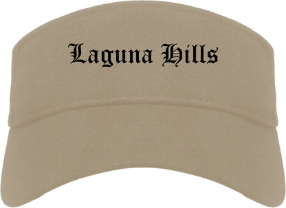 Laguna Hills California CA Old English Mens Visor Cap Hat Khaki