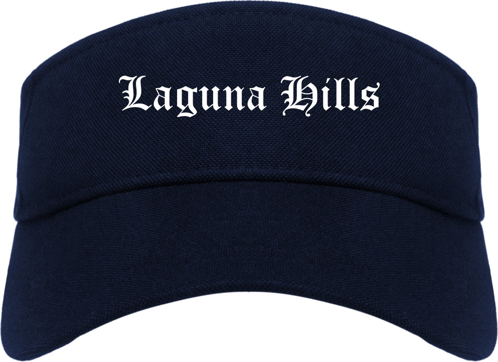 Laguna Hills California CA Old English Mens Visor Cap Hat Navy Blue