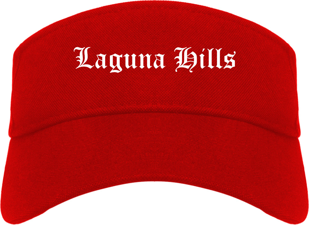 Laguna Hills California CA Old English Mens Visor Cap Hat Red