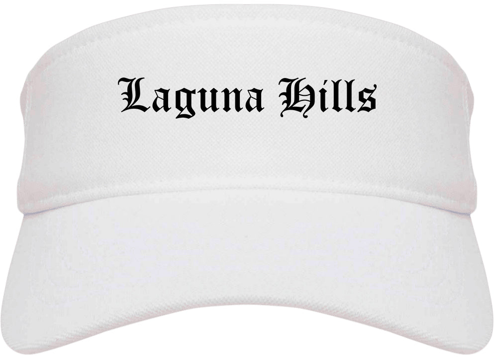 Laguna Hills California CA Old English Mens Visor Cap Hat White