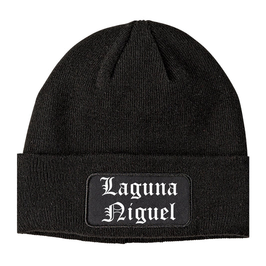 Laguna Niguel California CA Old English Mens Knit Beanie Hat Cap Black