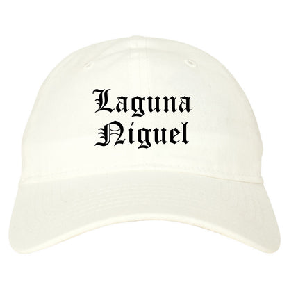 Laguna Niguel California CA Old English Mens Dad Hat Baseball Cap White