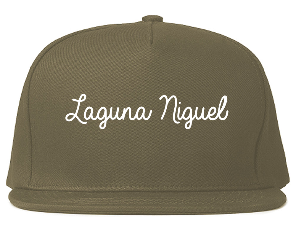 Laguna Niguel California CA Script Mens Snapback Hat Grey