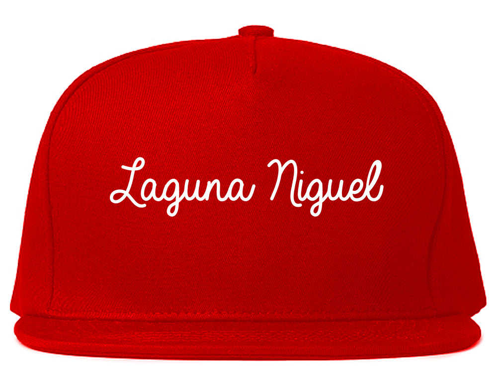 Laguna Niguel California CA Script Mens Snapback Hat Red