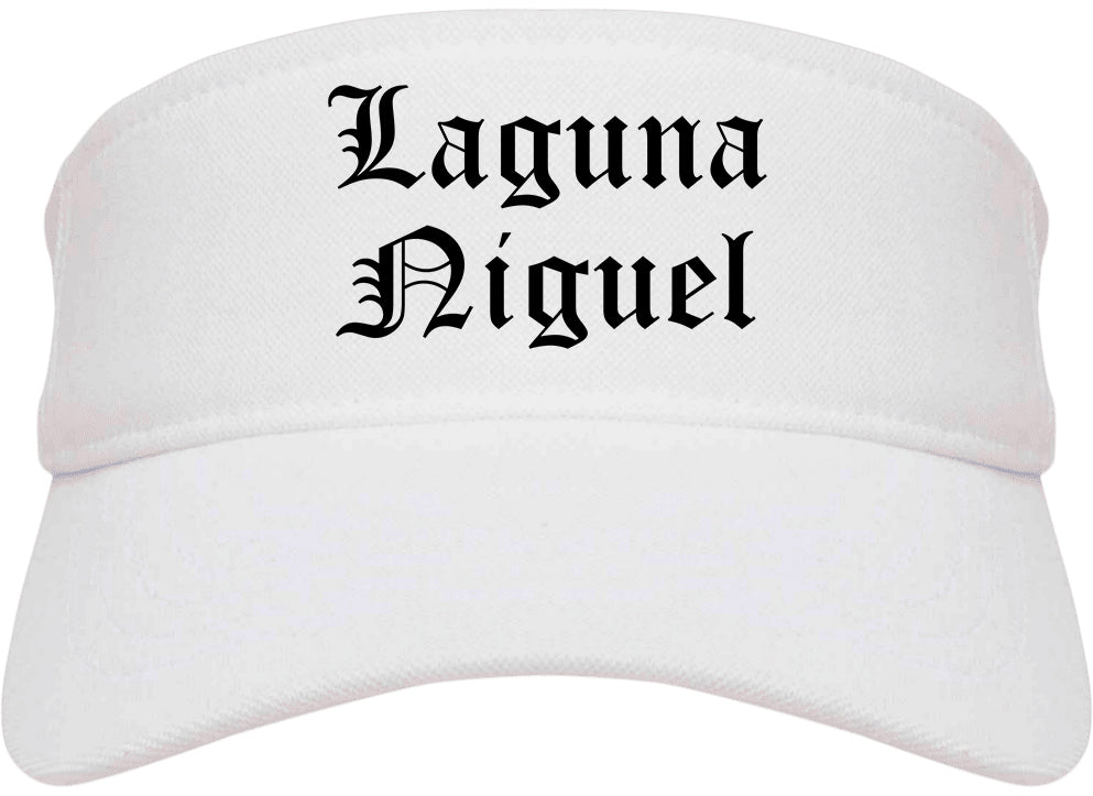 Laguna Niguel California CA Old English Mens Visor Cap Hat White