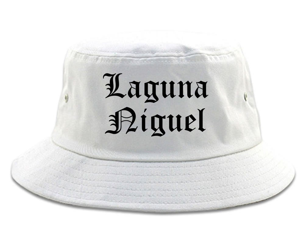 Laguna Niguel California CA Old English Mens Bucket Hat White