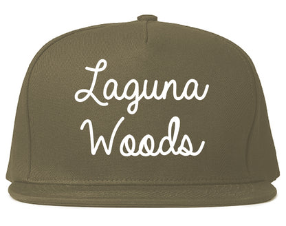 Laguna Woods California CA Script Mens Snapback Hat Grey