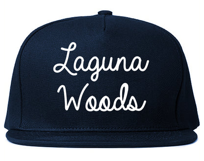 Laguna Woods California CA Script Mens Snapback Hat Navy Blue