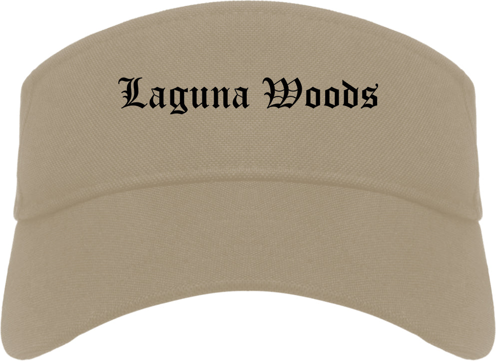 Laguna Woods California CA Old English Mens Visor Cap Hat Khaki