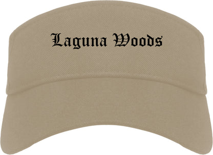 Laguna Woods California CA Old English Mens Visor Cap Hat Khaki