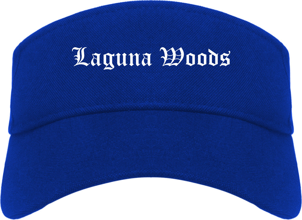 Laguna Woods California CA Old English Mens Visor Cap Hat Royal Blue