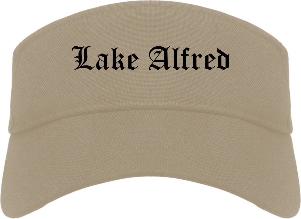 Lake Alfred Florida FL Old English Mens Visor Cap Hat Khaki