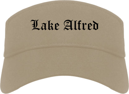 Lake Alfred Florida FL Old English Mens Visor Cap Hat Khaki