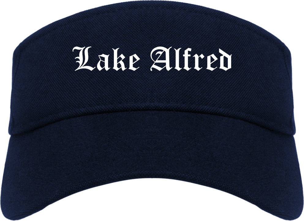 Lake Alfred Florida FL Old English Mens Visor Cap Hat Navy Blue