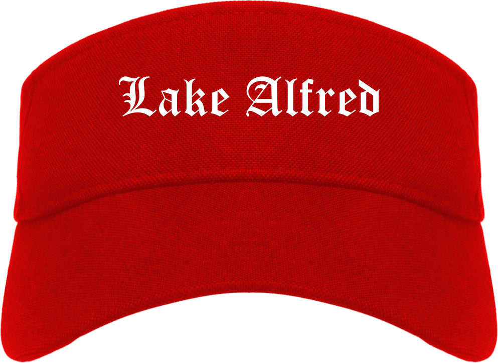 Lake Alfred Florida FL Old English Mens Visor Cap Hat Red