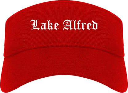Lake Alfred Florida FL Old English Mens Visor Cap Hat Red