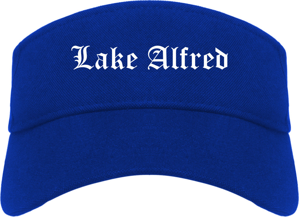 Lake Alfred Florida FL Old English Mens Visor Cap Hat Royal Blue