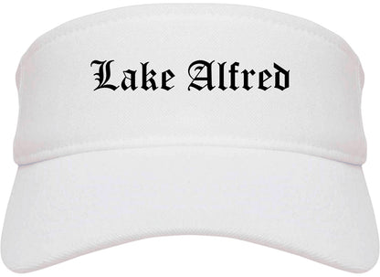 Lake Alfred Florida FL Old English Mens Visor Cap Hat White