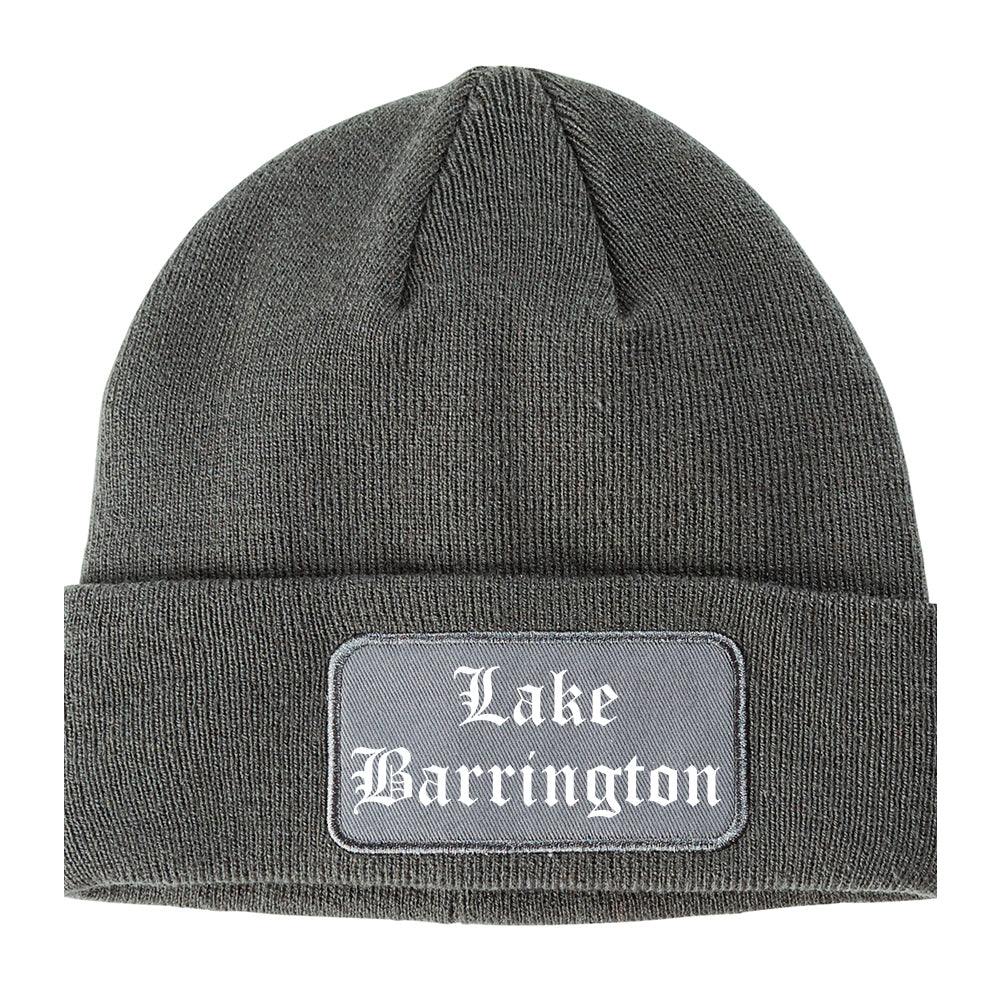 Lake Barrington Illinois IL Old English Mens Knit Beanie Hat Cap Grey