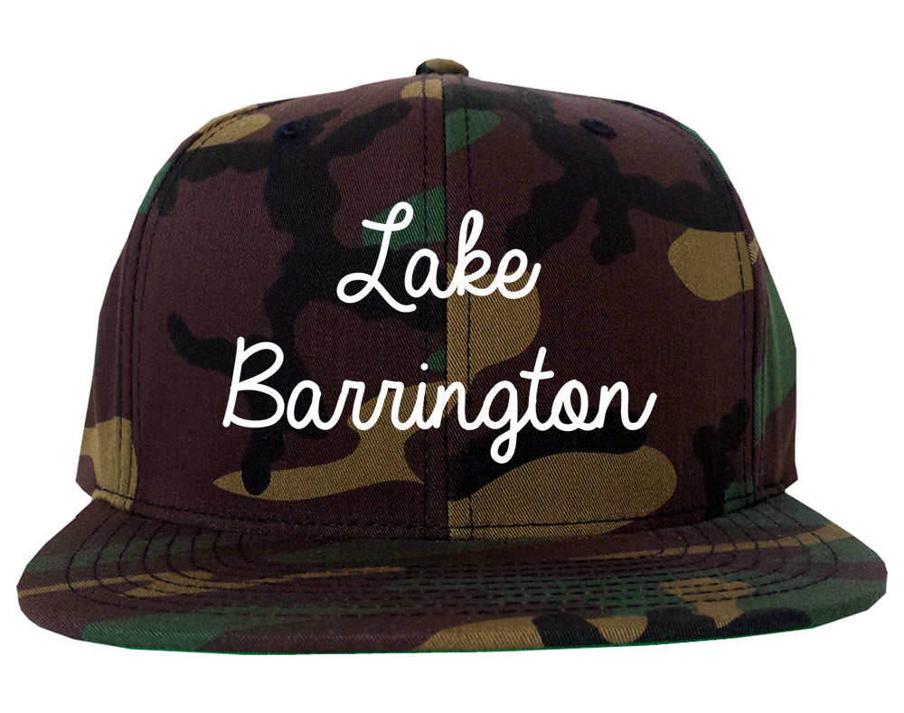 Lake Barrington Illinois IL Script Mens Snapback Hat Army Camo