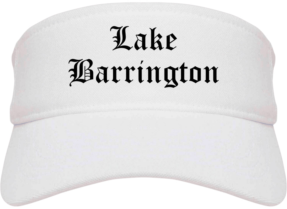 Lake Barrington Illinois IL Old English Mens Visor Cap Hat White